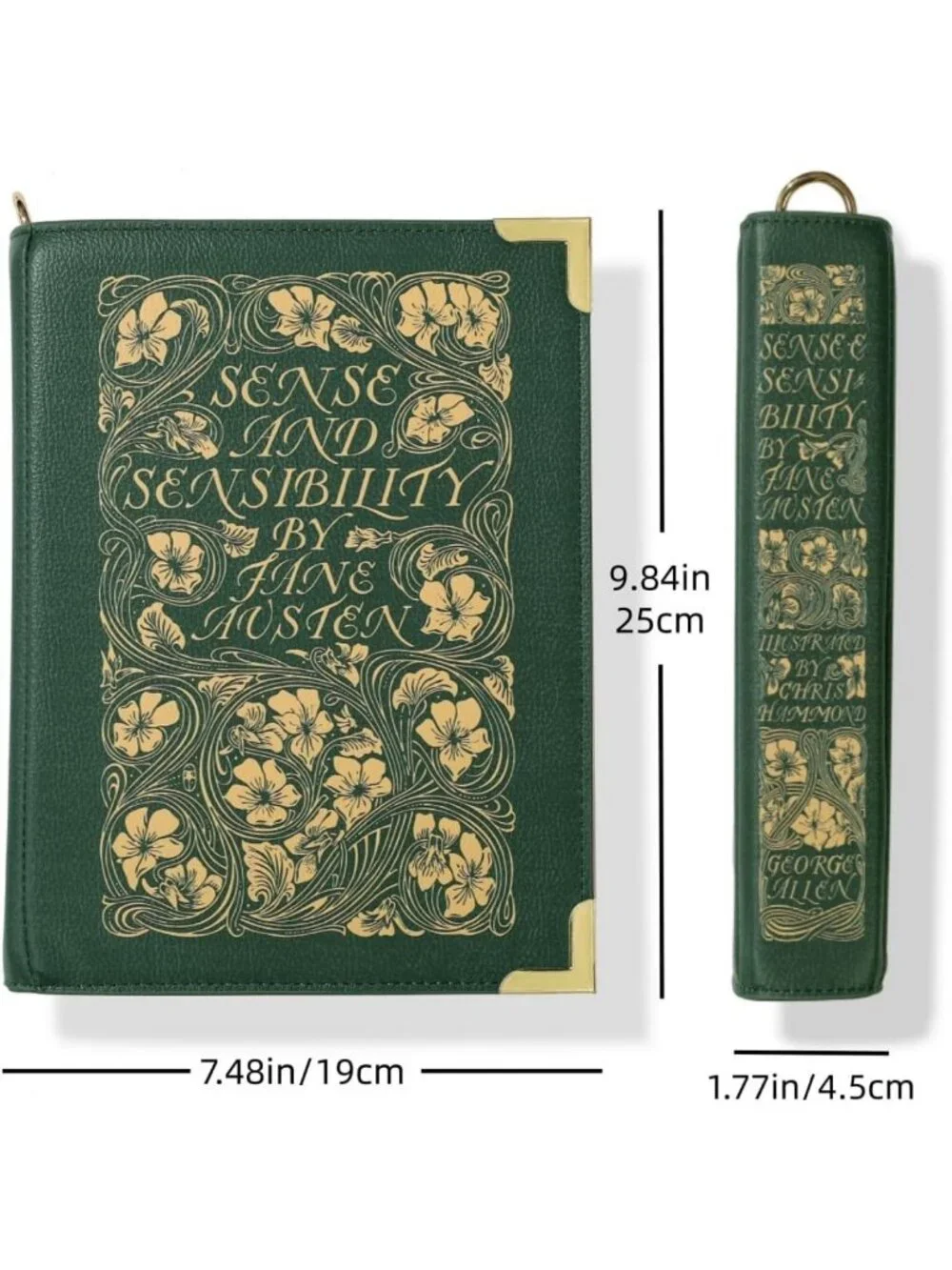 Large Book Shaped Clutch Purse, Vegan Leather Crossbody Bag for Book Lovers